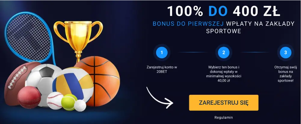 Bonus Powitalny Sport - 100% do 400 PLN