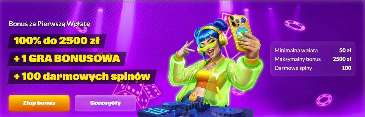 Slotrave Casino Bonus 100% do 2500 PLN +1 Gra Bonusowa