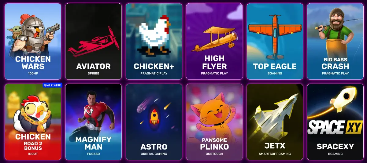 Fast Games: Aviator, Top Eagle, Big Bass Crash, JetX, Plinko
