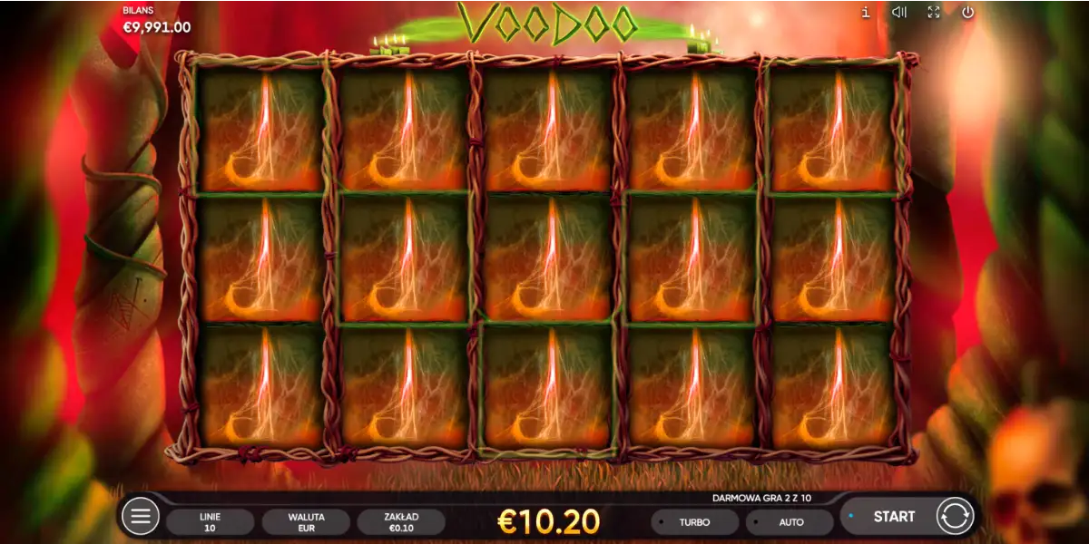 Zrzut ekranu z mojego testowania automatu online Voodoo